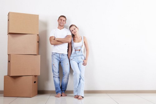 Moving team planning a home move in Stanmore on a residential street