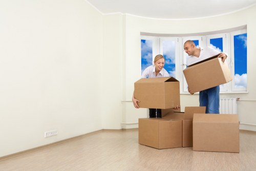 Boxes and furniture prepared for a Stanmore man and van removal