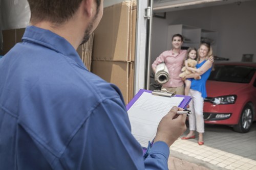 House movers loading furniture in a Stanmore residential street