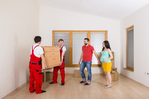 Moving boxes and packed home contents ready for a Stanmore relocation